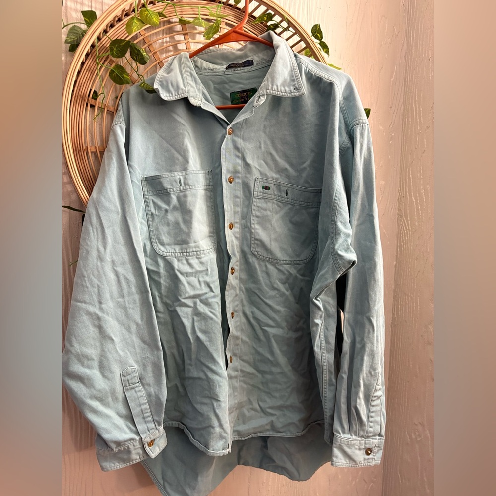 Alexander Julian Colours Mens Button Down Shirt Gray Vintage Casual Large